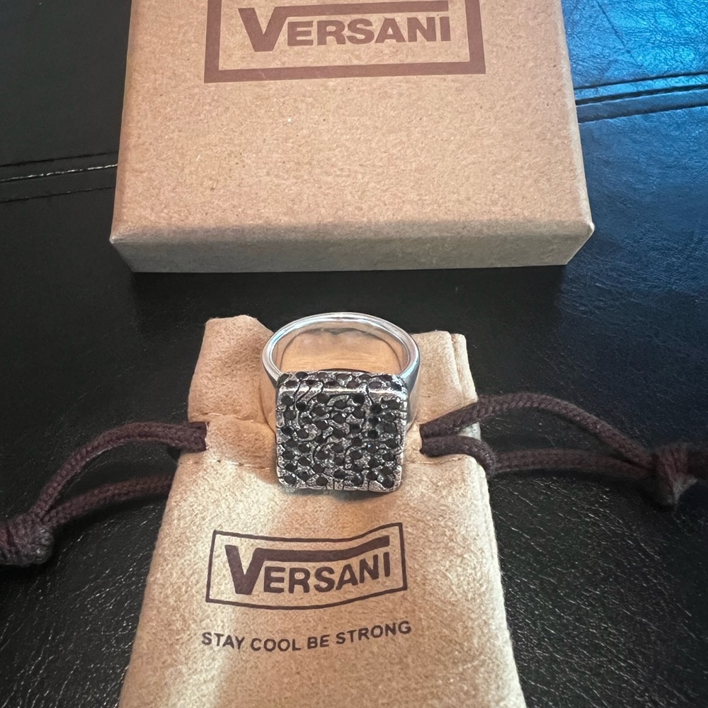 Versani black diamond sterling silver ring